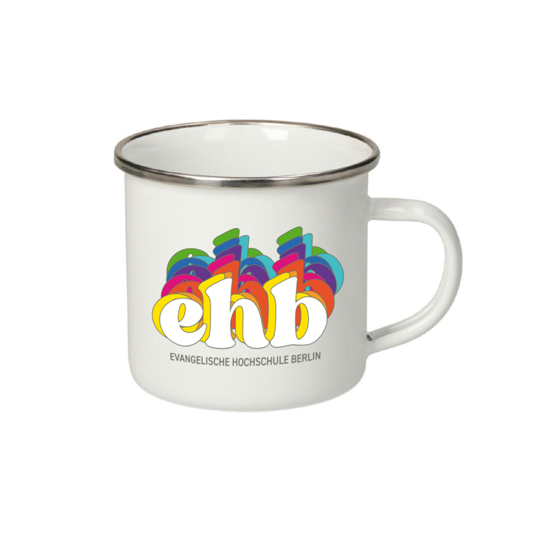 Emaille Tasse EHB-Logo bunt
